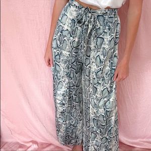 She & Sky snake print silky pants